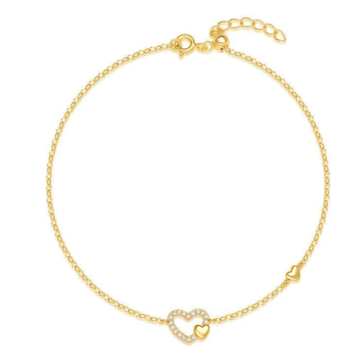Silver Hollow Heart Bracelet