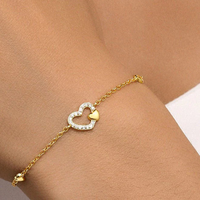 Silver Hollow Heart Bracelet