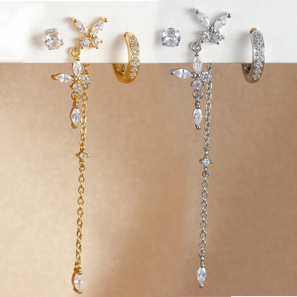 Three-piece Earrings Zircon earrings