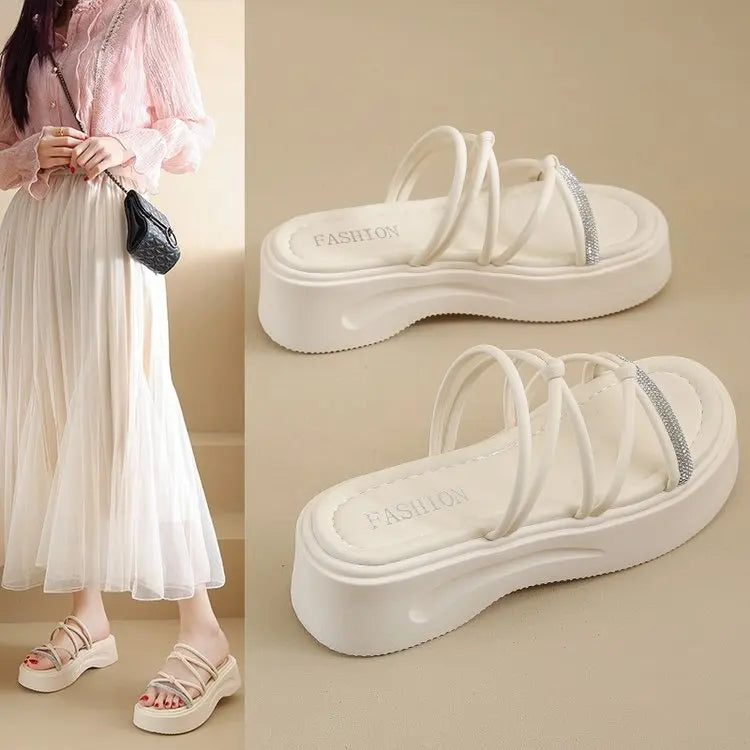 2025 Casual Home Women's Flip-flops, Fashionable And Trendy, Versatile Flat Shoes, Comfortable Summer Sho