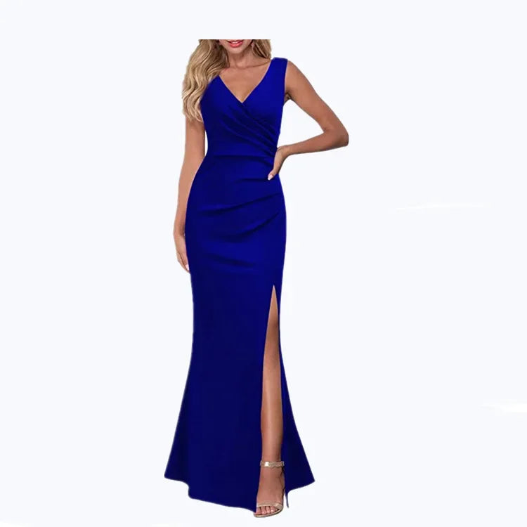 Women's Sleeveless V-Neck Long Dress