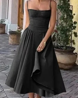 Summer Fashion Red Strapless Midi Dress