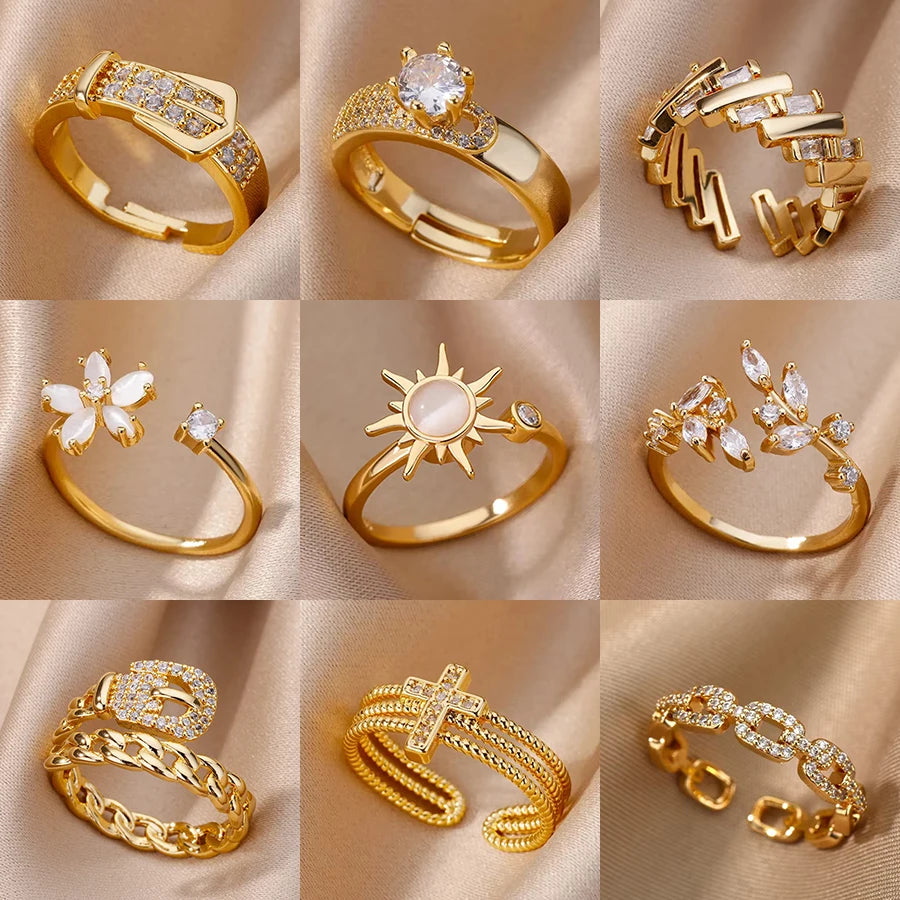 Luxury Zircon Geometric Rings