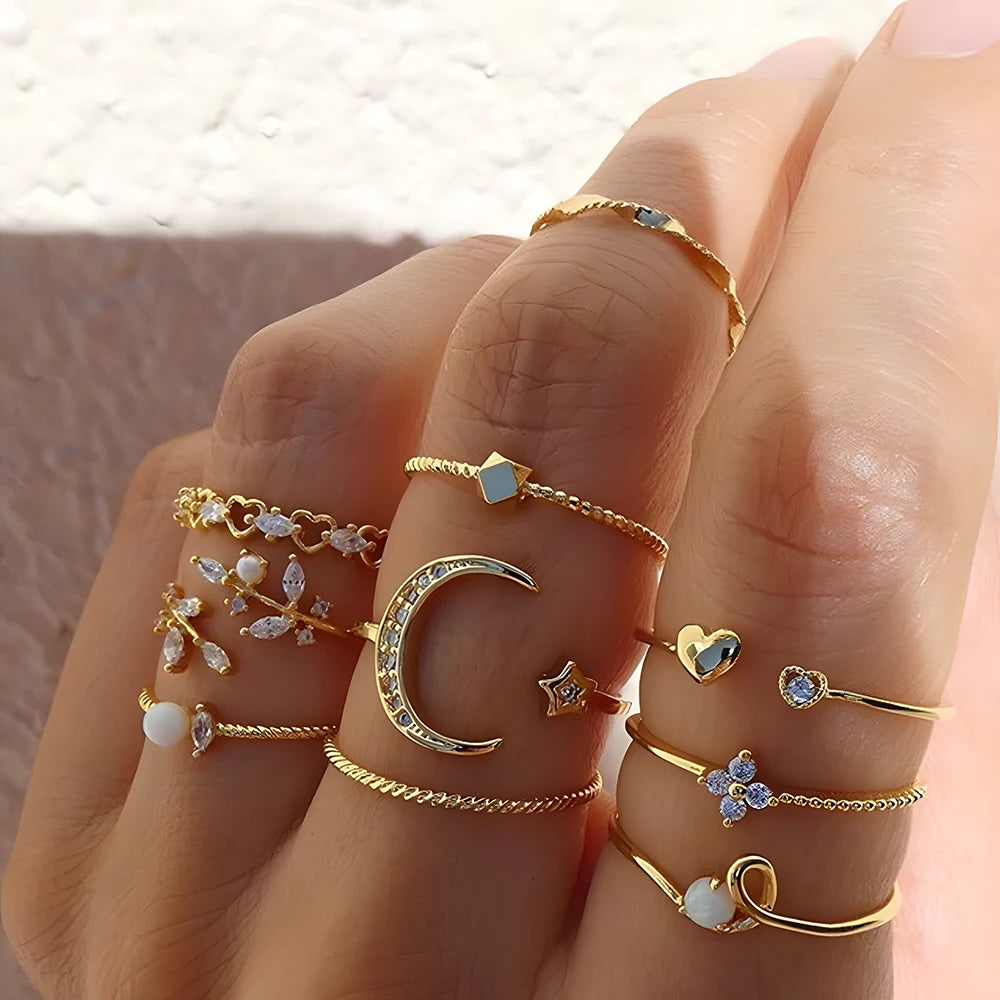 10Pcs gold color Rings