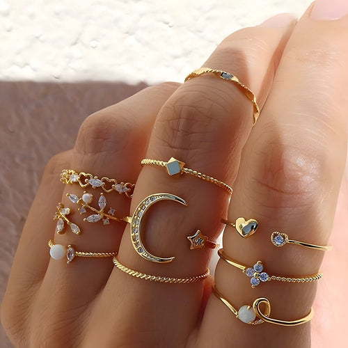 10Pcs gold color Rings