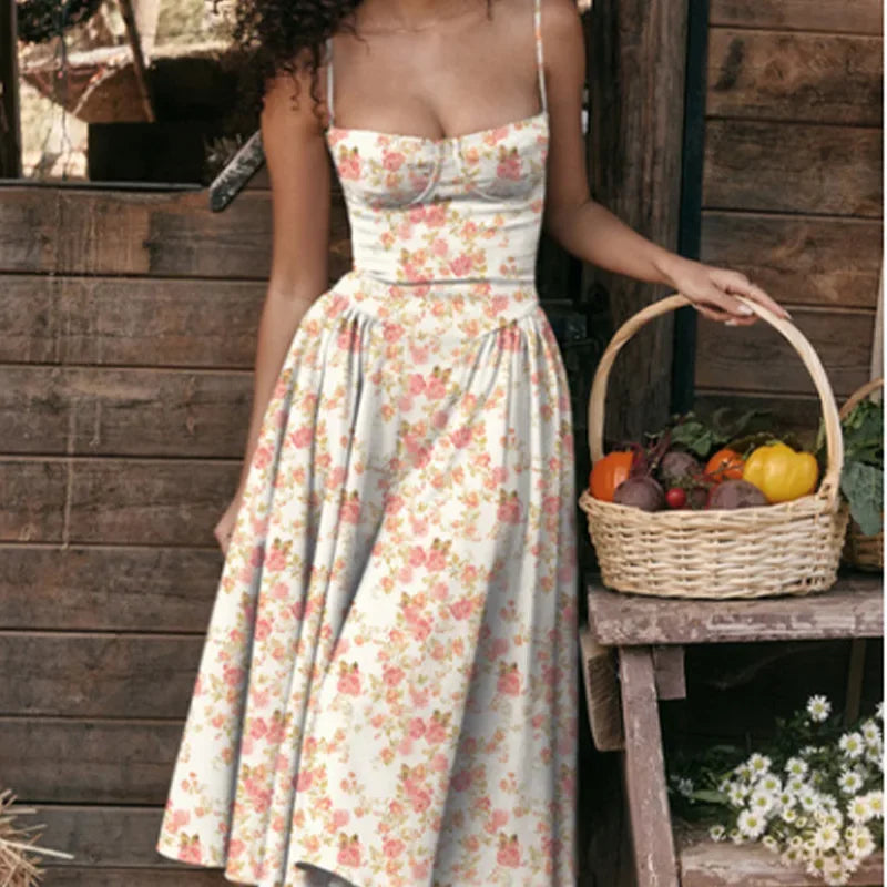 Summer Fashion Red Strapless Midi Dress