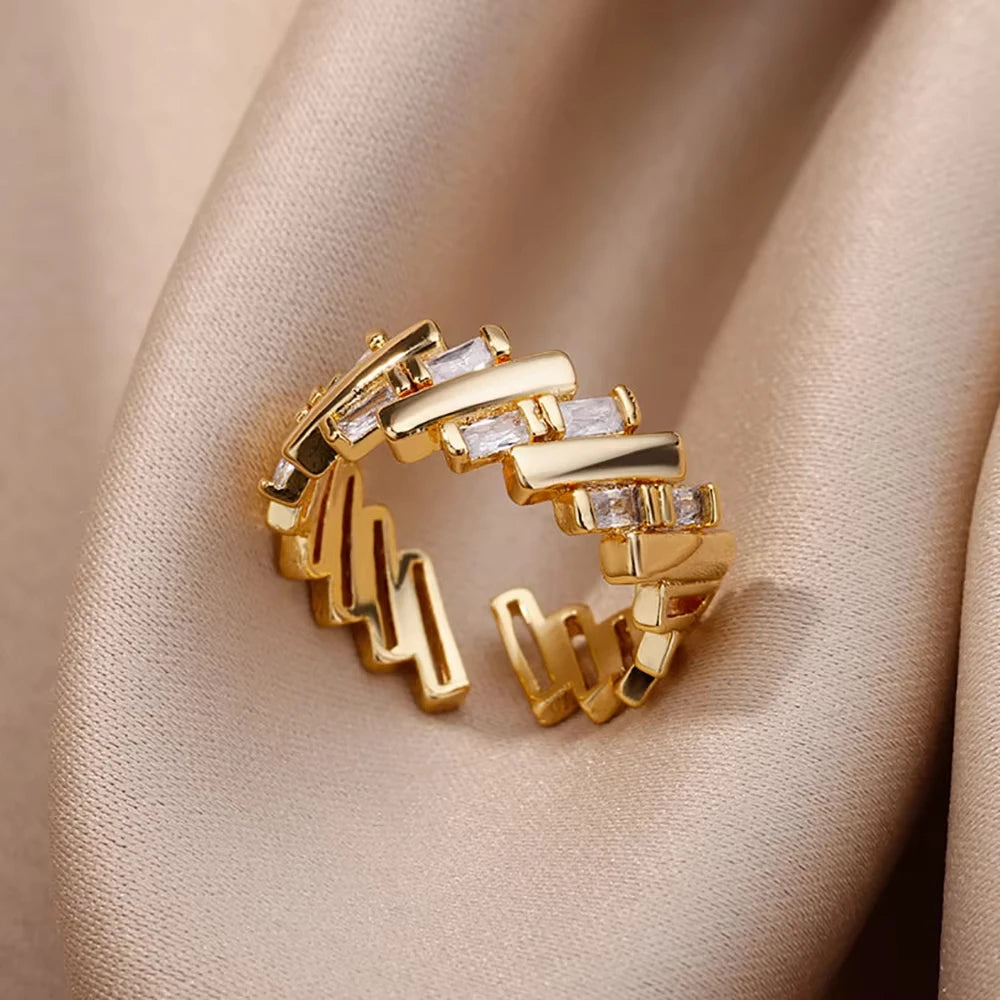 Luxury Zircon Geometric Rings