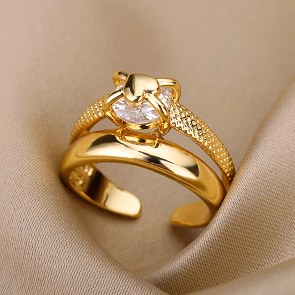 Luxury Zircon Geometric Rings