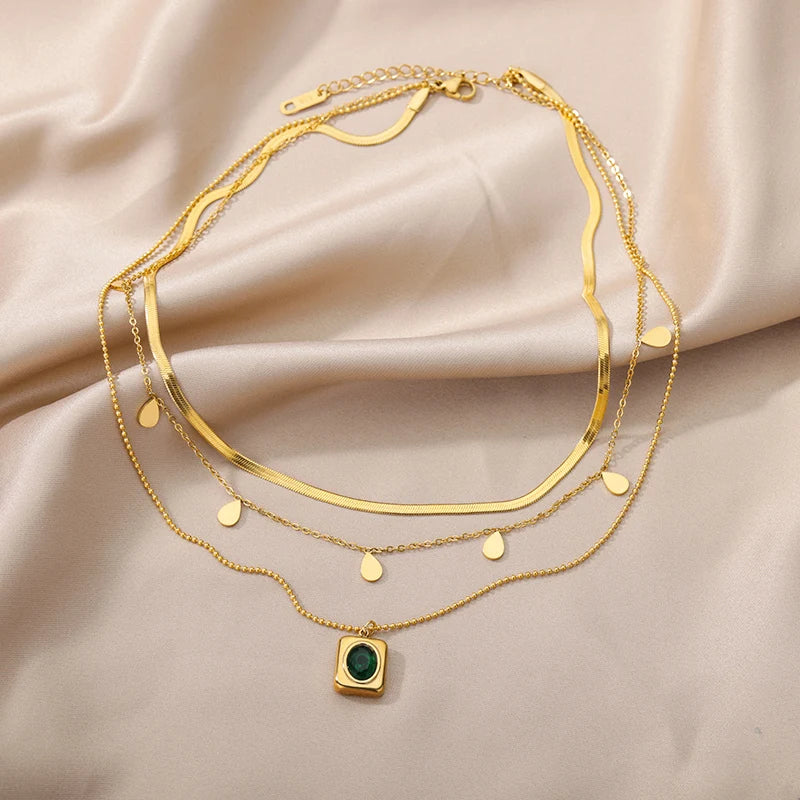 Stainless Steel Multilayer Heart Necklace