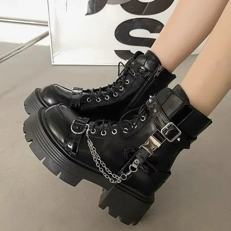 Gothic Rivet Chain boots