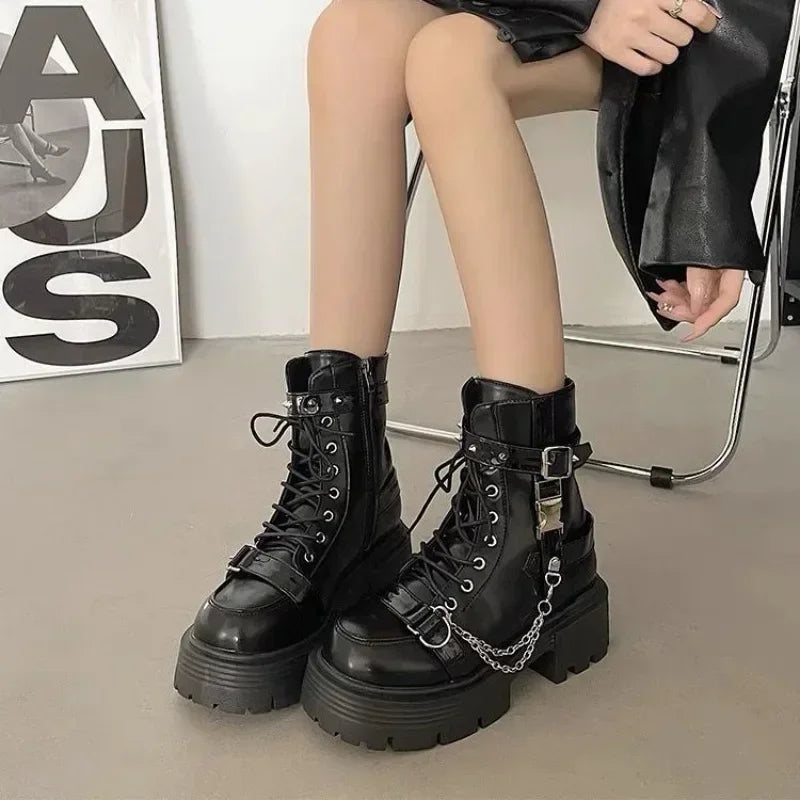Gothic Rivet Chain boots