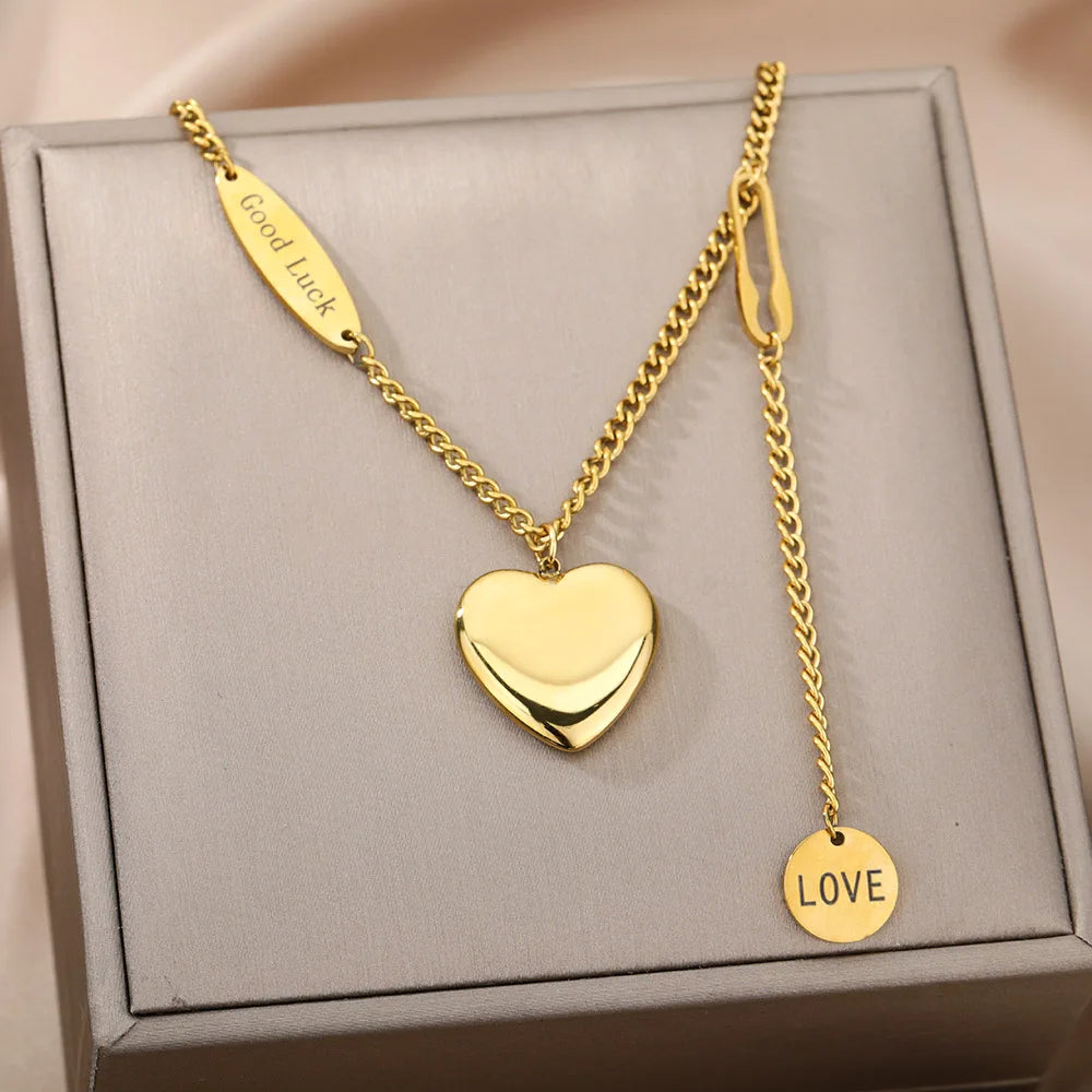 Stainless Steel Multilayer Heart Necklace