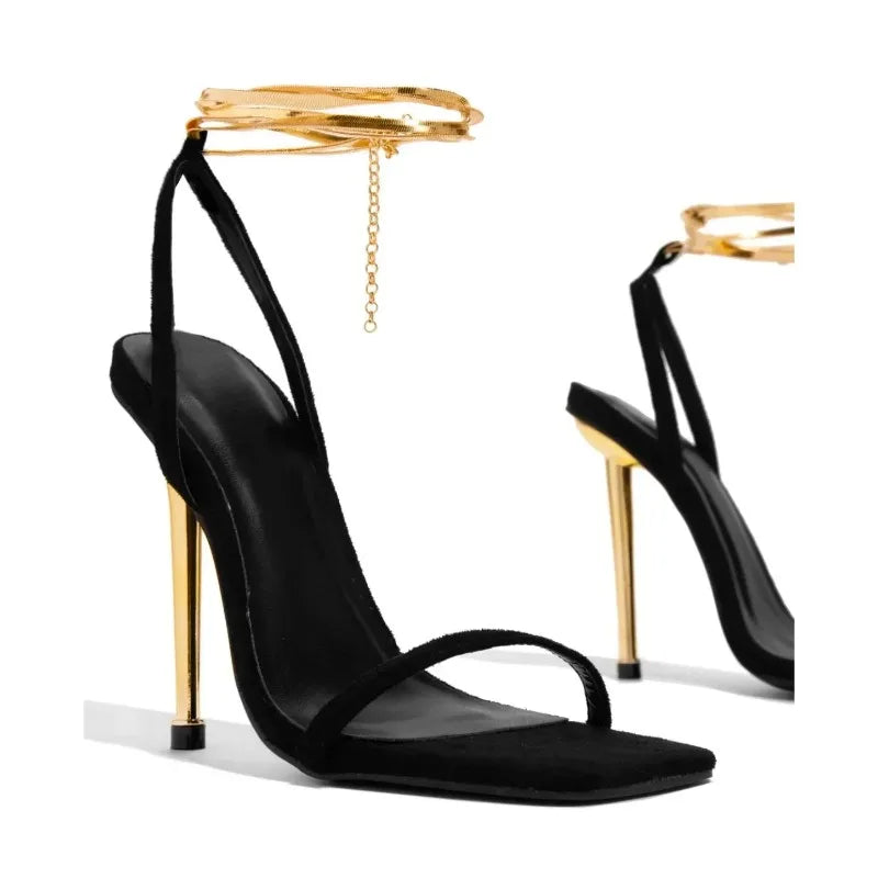 Gold High Heels Sandals