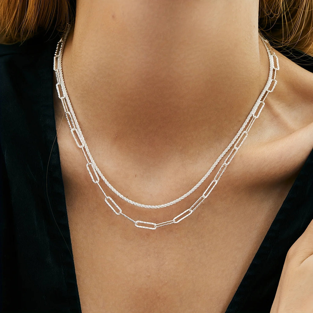 2pcs Charms Sterling Silver Necklace Bracelet set