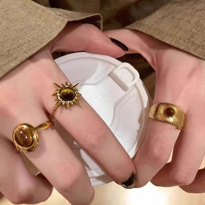 Vintage Brown Stone Rings