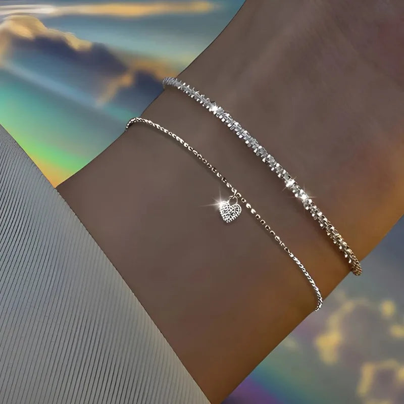 6Pcs Sterling Silver Rhinestone Bracelets