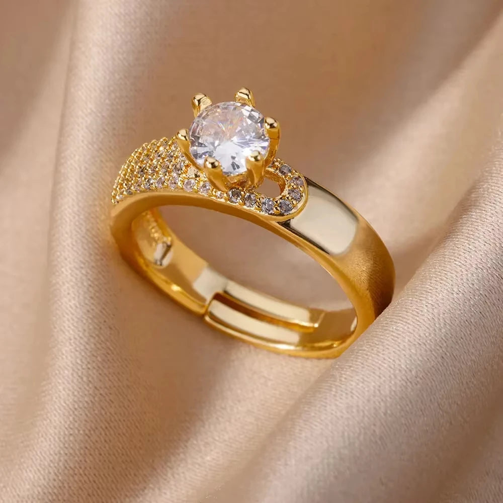 Luxury Zircon Geometric Rings