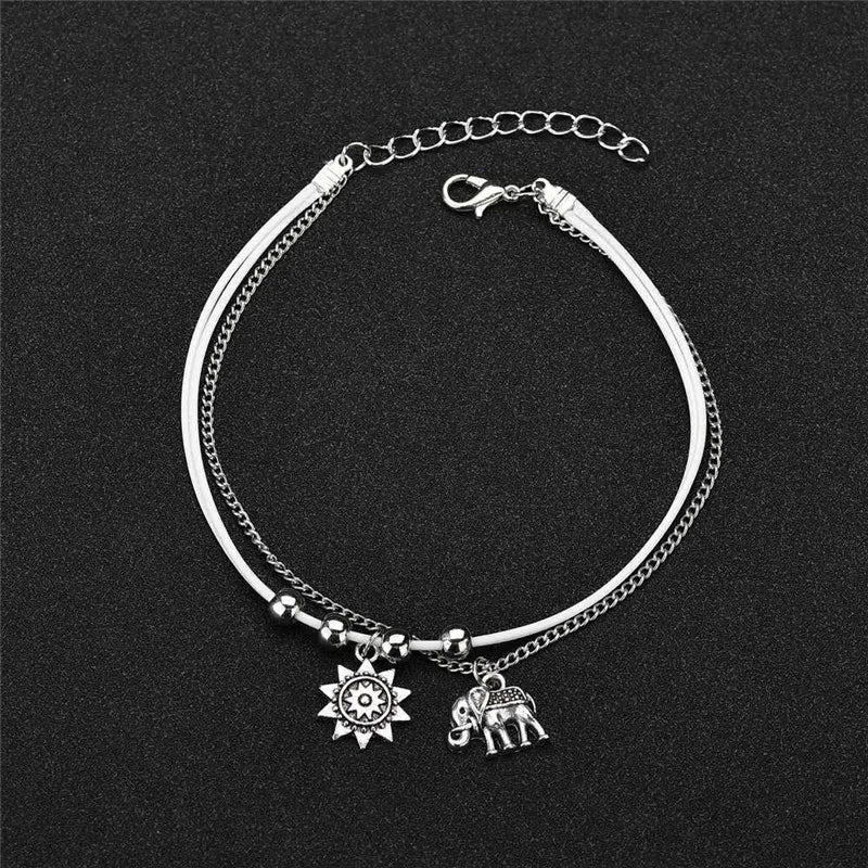 2PCS Fashion Retro Pearl Anklet  Set