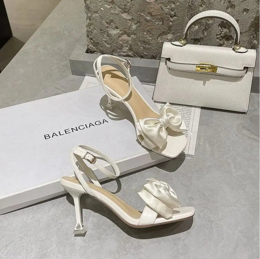 Summer Pumps Silk Bow Decorated heels