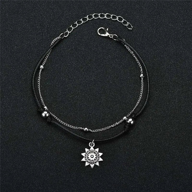 2PCS Fashion Retro Pearl Anklet  Set