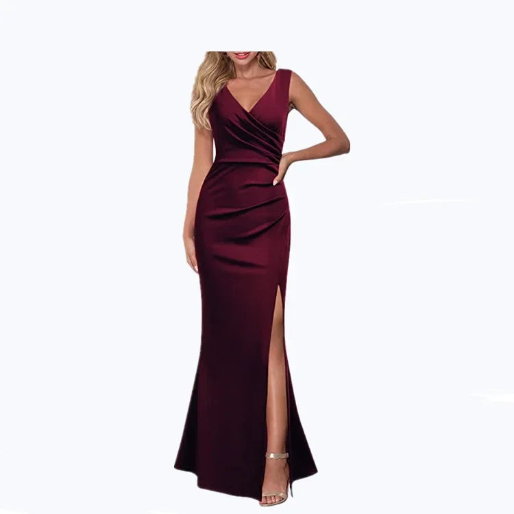 Women's Sleeveless V-Neck Long Dress