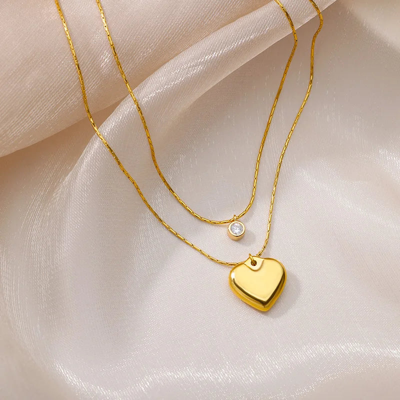 Stainless Steel Multilayer Heart Necklace