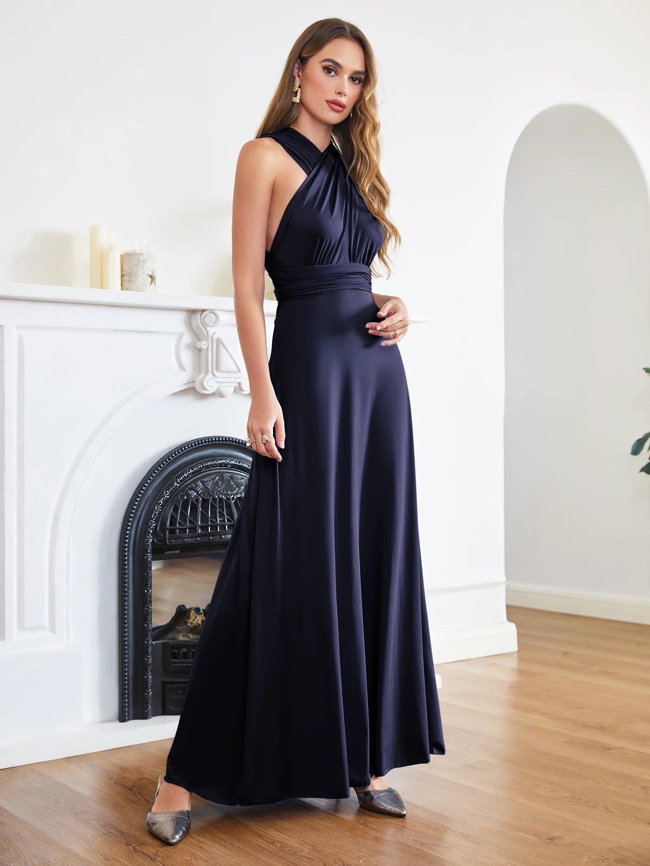 Lace-Up Backless Long Dress