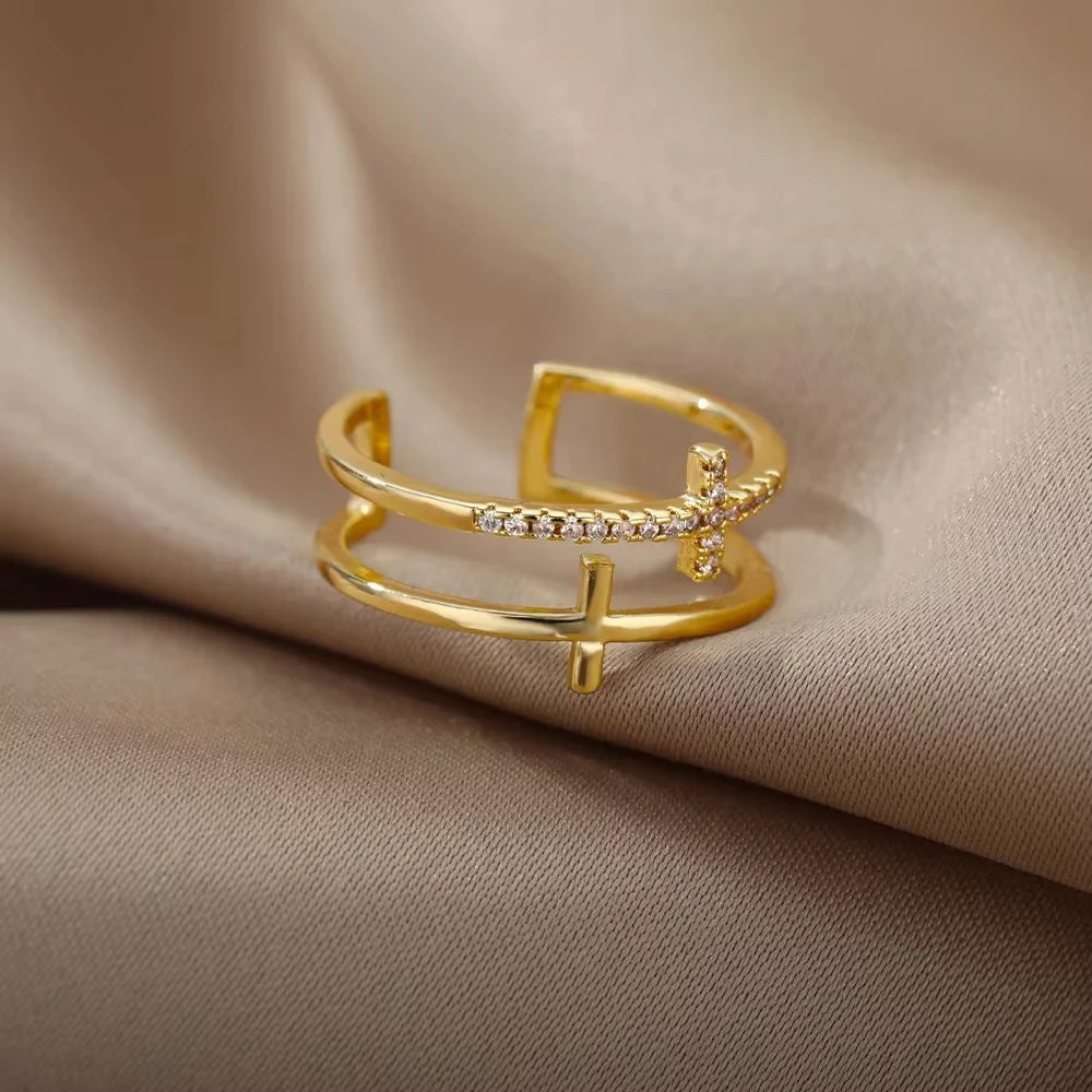 Luxury Zircon Geometric Rings