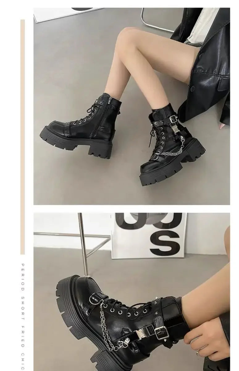 Gothic Rivet Chain boots
