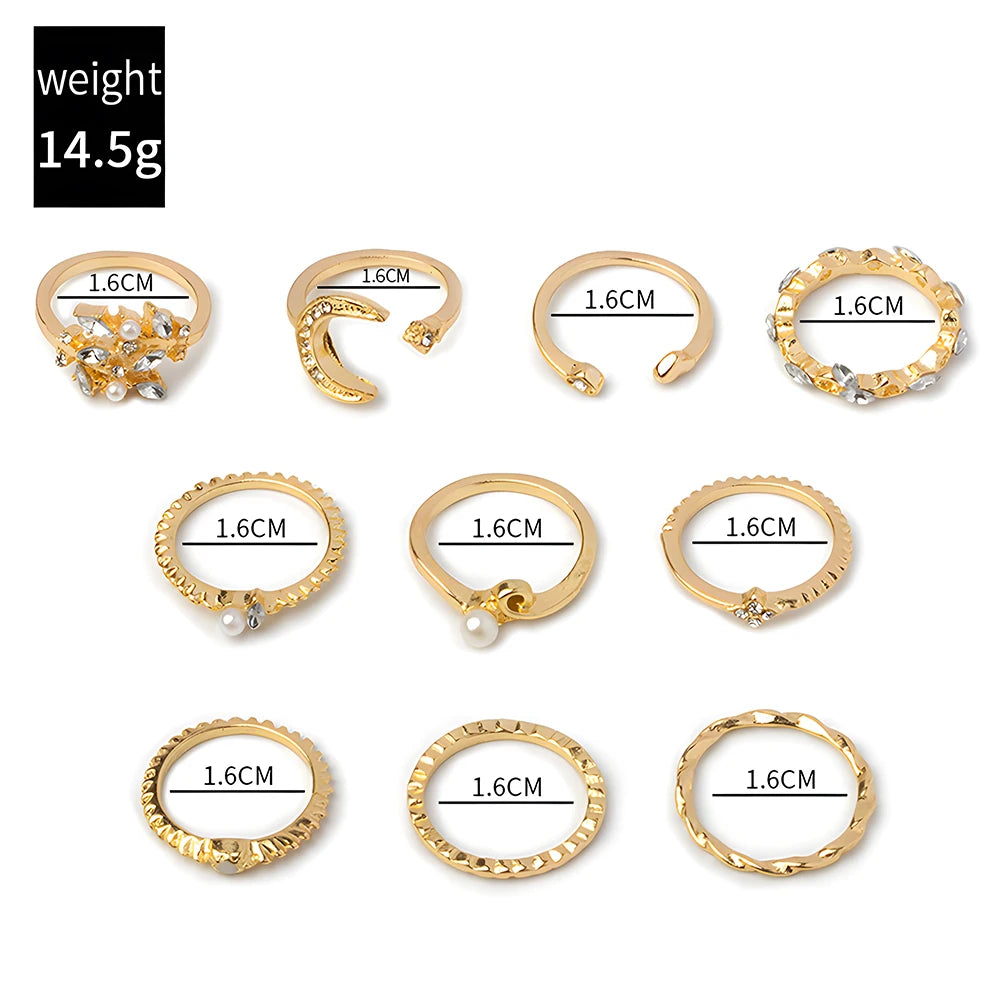 10Pcs gold color Rings