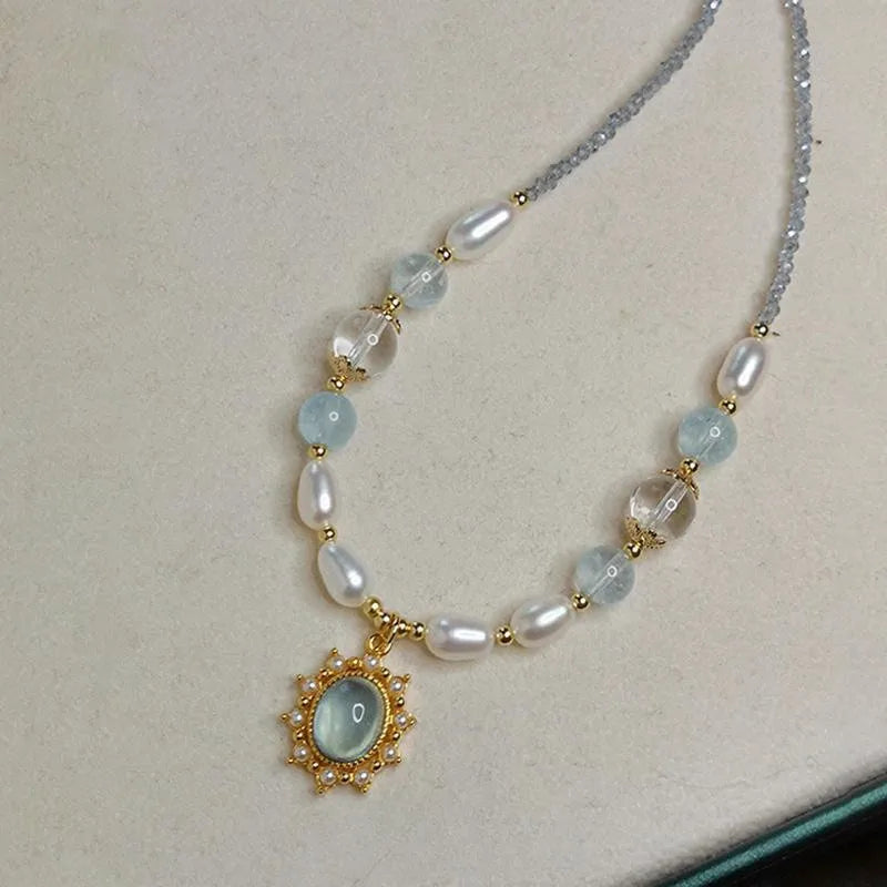 Blue Crystal Pendant Necklace
