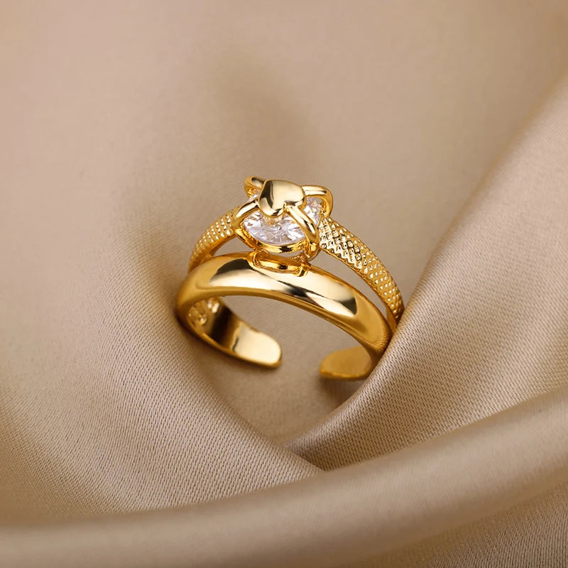 Heart Gold Plated Stainless Steel  Ring