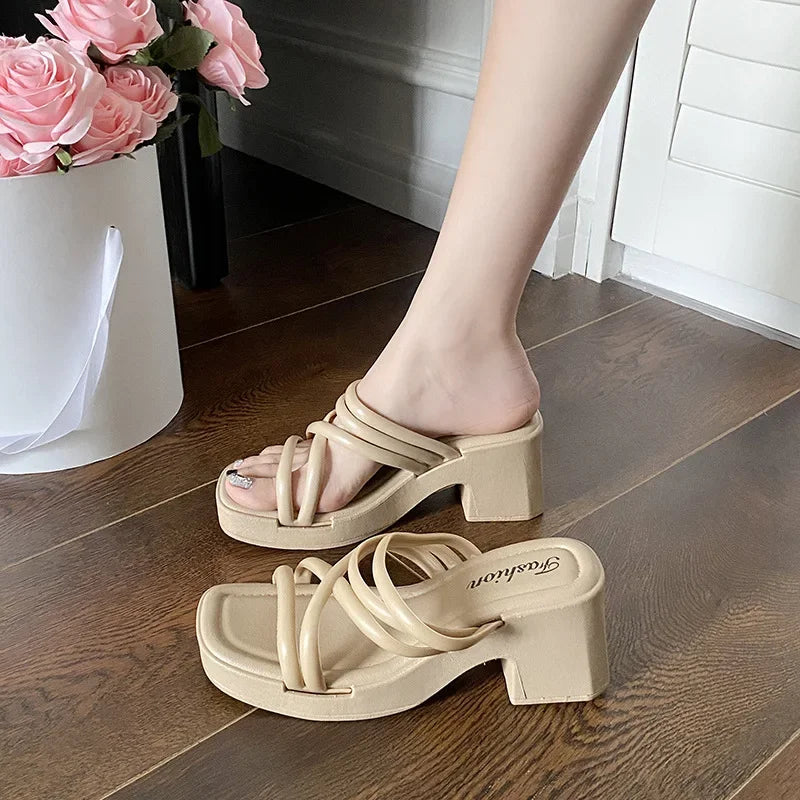 high heel slippers