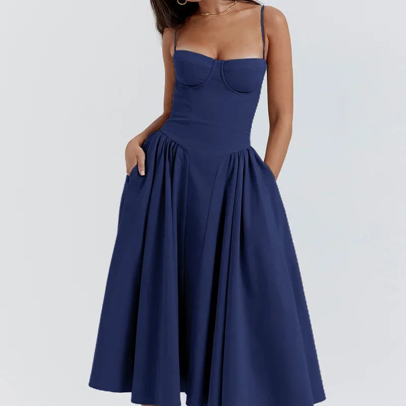Summer Fashion Red Strapless Midi Dress