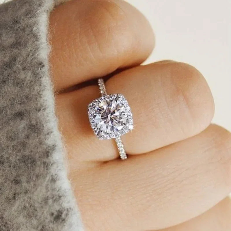 Classic Silver Color Engagement Ring