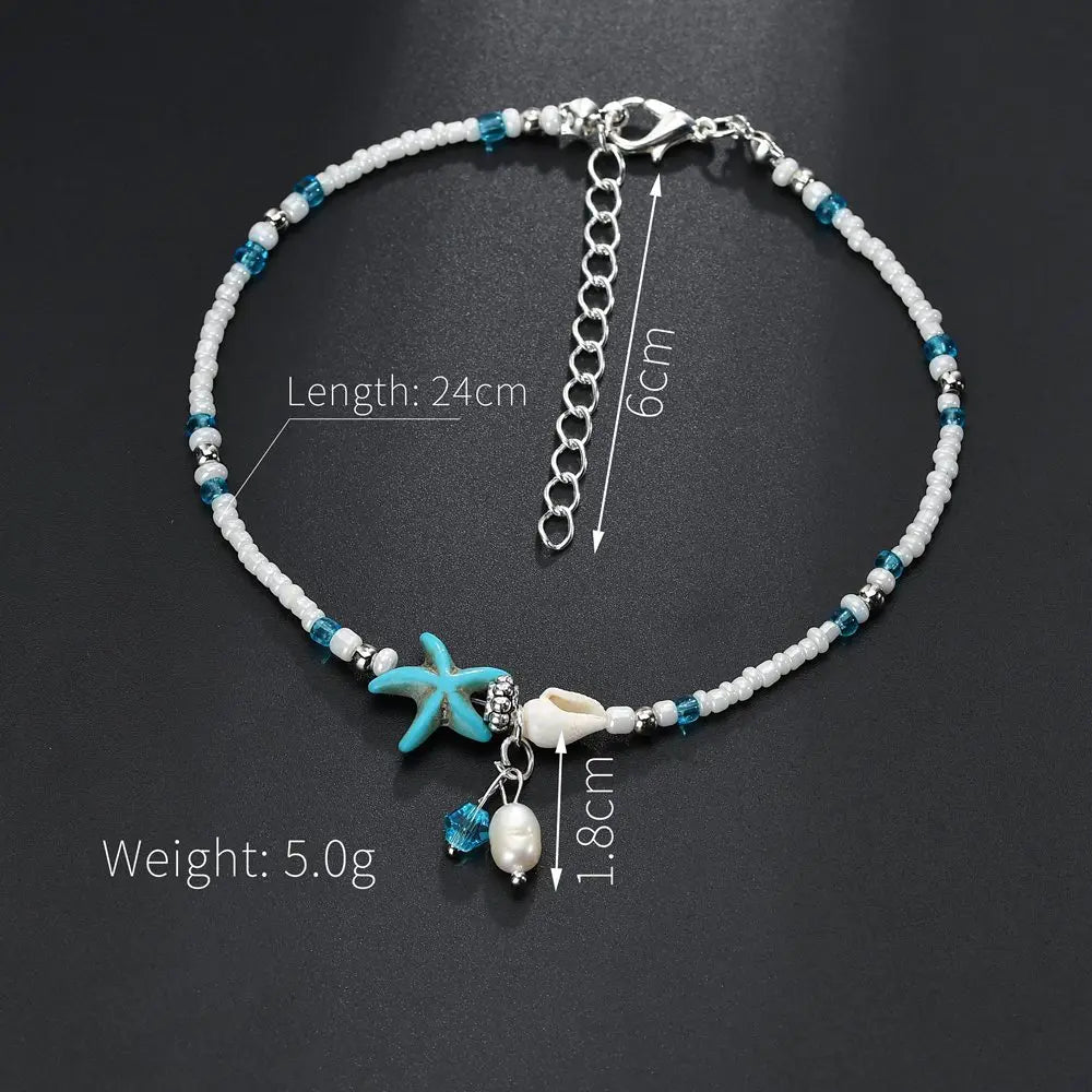 2PCS Fashion Retro Pearl Anklet  Set