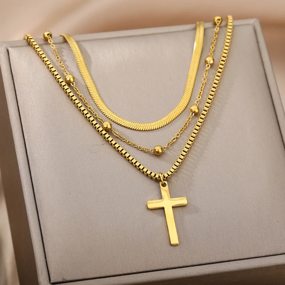 Stainless Steel Multilayer Heart Necklace