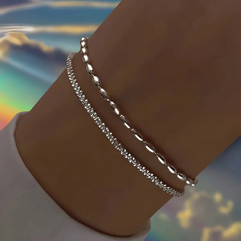6Pcs Sterling Silver Rhinestone Bracelets