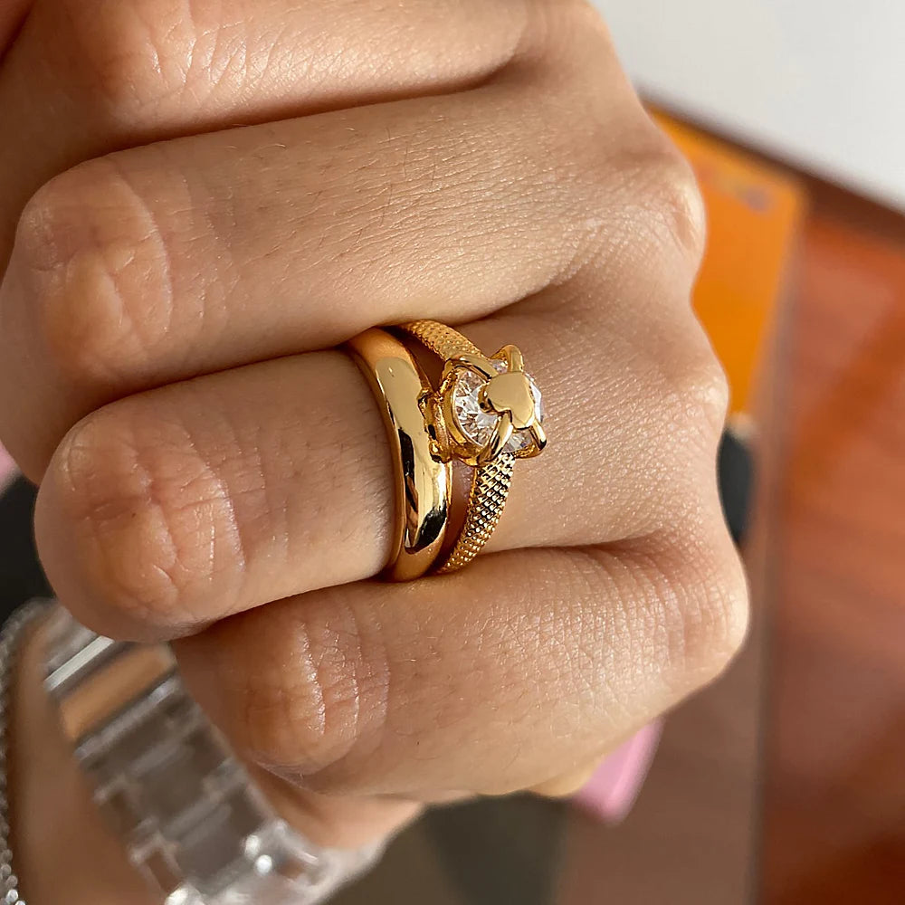 Heart Gold Plated Stainless Steel  Ring