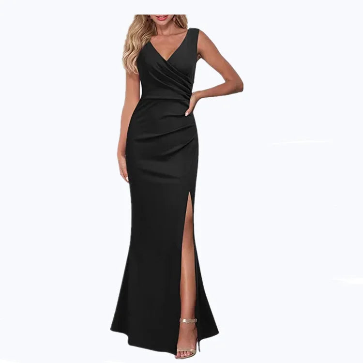 Women's Sleeveless V-Neck Long Dress