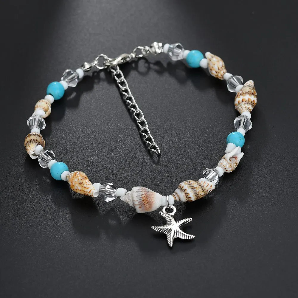 2PCS Fashion Retro Pearl Anklet  Set
