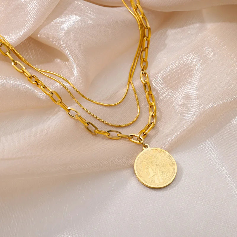 Stainless Steel Multilayer Heart Necklace