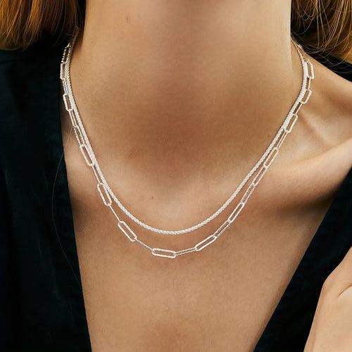 2pcs Charms Sterling Silver Necklace Bracelet set