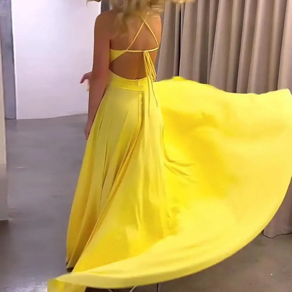 Off Shoulder Low-cut Backless  Dress