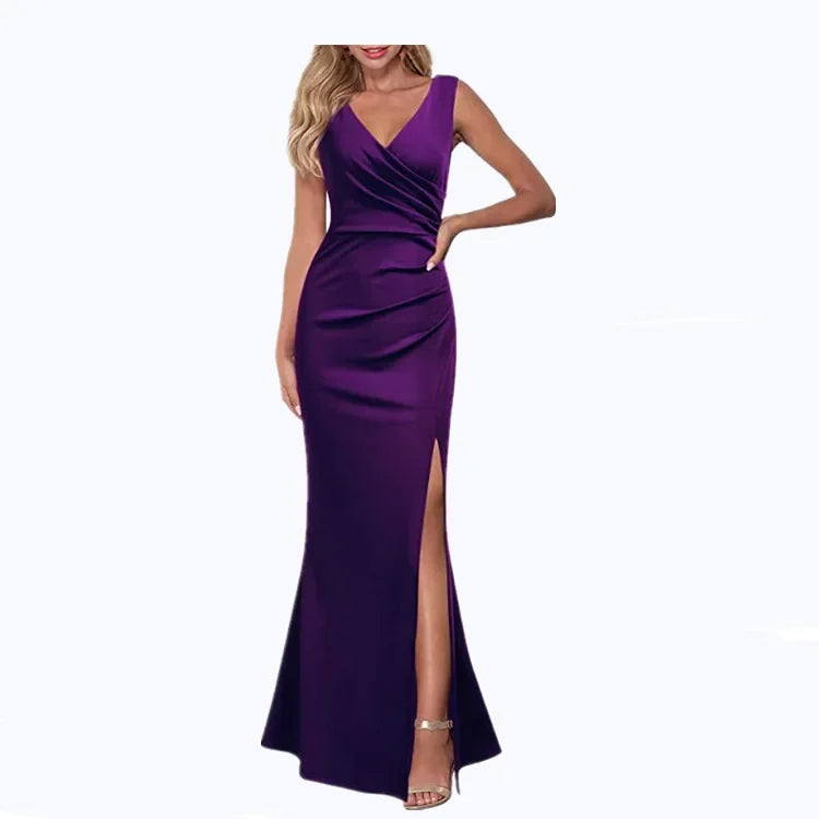 Women's Sleeveless V-Neck Long Dress