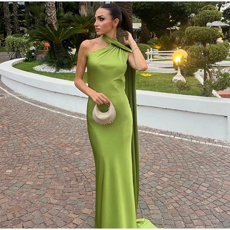Backless Elegant Satin Ribbons Dress