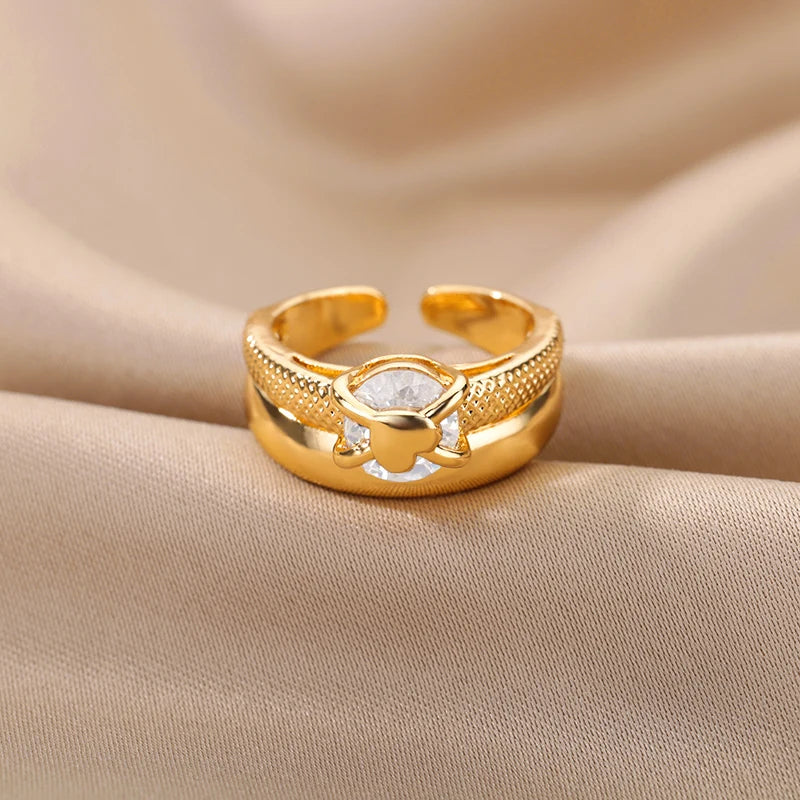 Heart Gold Plated Stainless Steel  Ring