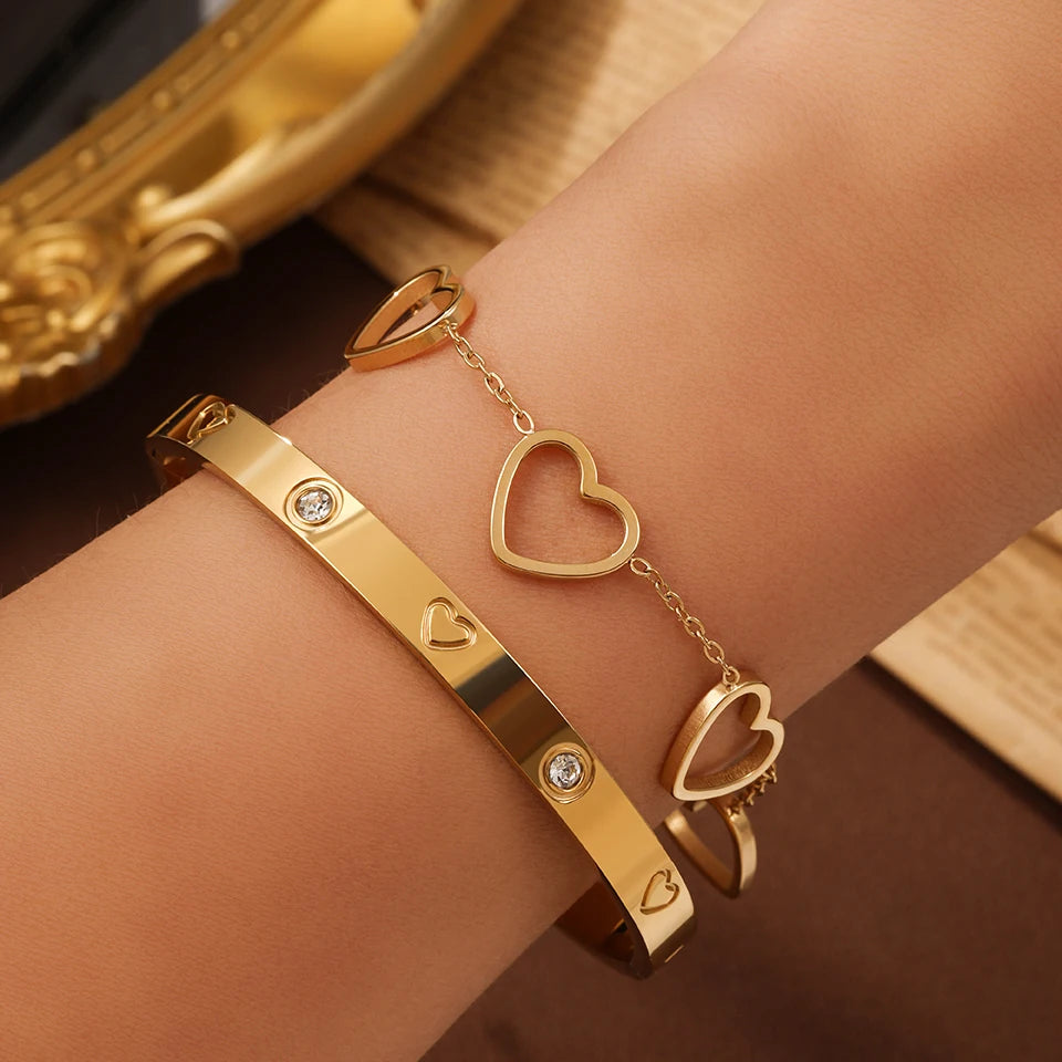 3PCS French Lucky Clover  Bracelet Stainless Steel