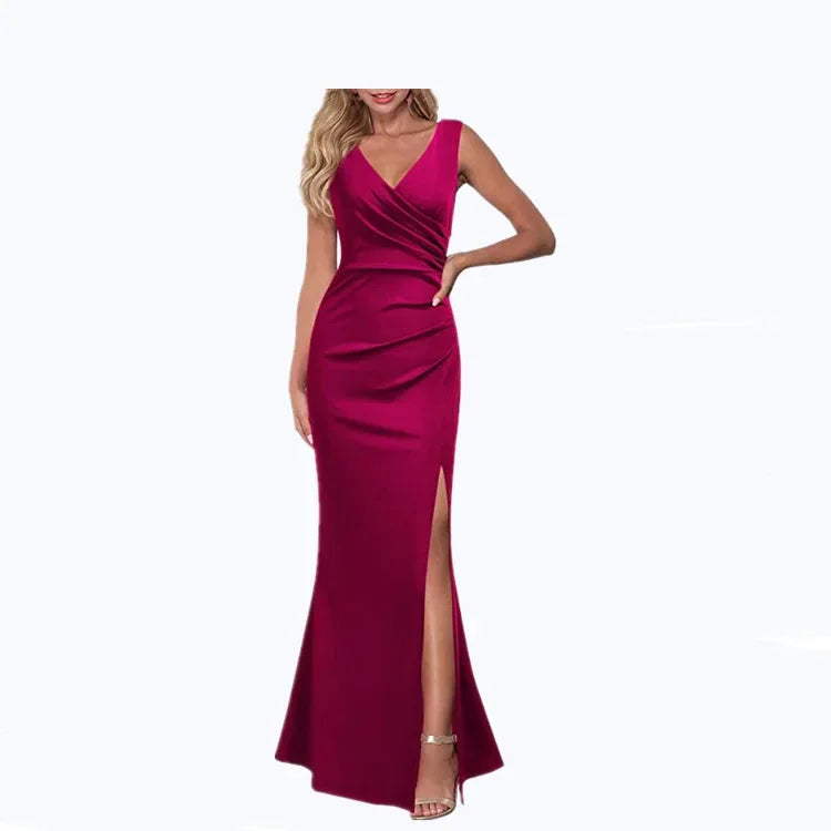 Women's Sleeveless V-Neck Long Dress