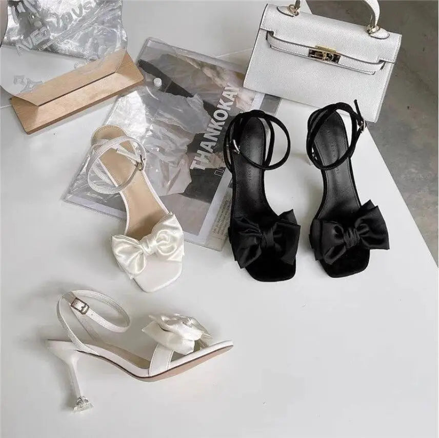 Summer Pumps Silk Bow Decorated heels